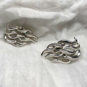 Trifari Silvertone Dimensional Earrings